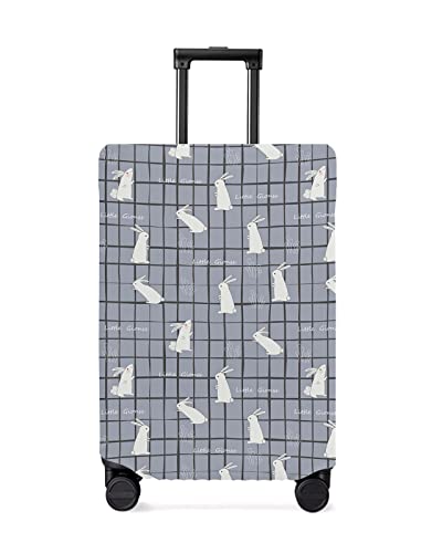 Travel Luggage Cover X-Large Suitcase Cover Fit for 29-32 Inch Luggage Luggage Protector Suitcase Cover Scratchproof Art Cartoon Bunny Grey Plaid Luggage Cover Protector for Suitcase