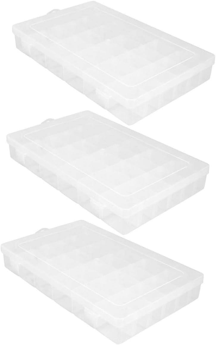 Beavorty 36-Compartment Jewelry Storage Box Lid Multipurpose Nail Bead Organizer for Nail Salon Accessories and Small Item Storage 3-Piece Set