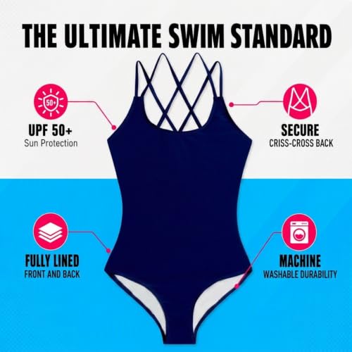 Image of Kanu Surf Girls' Reese UPF 50 Beach Sport Criss-Cross One Piece Swimsuit