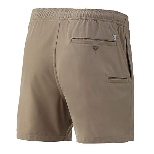 HUK Bermuda masculina Playa de secagem rápida para pesca e natação + FPS 30, trança-15 cm, 2GG
