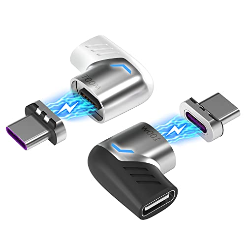 muyoudun USB C Magnetic Adapter (2 Pack) Type C Connector Right Angle Support USB PD 100W Quick Charge & 480Mb/s Data Transfer Compatible with USB-C Mobile Phone,Laptops&Tablets…
