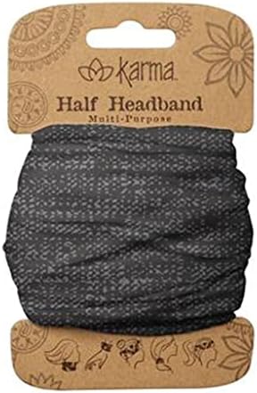 Karma Black Grunge Headband for Women - Medium - Fabric Headband and Stretchy Hair Scarf - Black image 3