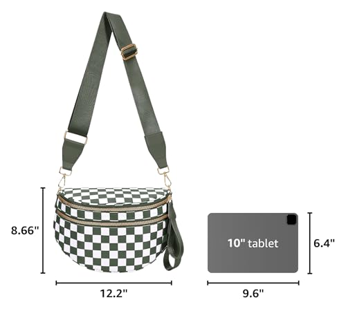 Image of hibear Checkered Crossbody Bag Spacious Bum Bags for Women Nylon Crossbody Fanny Packs Checkered Purse Belt Wallet