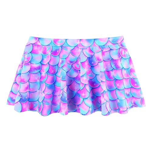 Image of BAOHULU Girls Two Piece Swimsuits Rash Guard Ruffle Bikini Skirt Short Sleeves Beach Dress Swimwear UPF 50+ 3-12Y