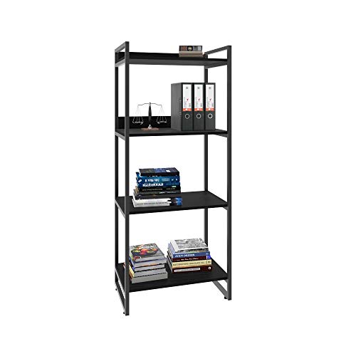 Estante Multiuso 4 Prateleiras 146x60cm Estilo Industrial, Compace, Kuadra, Preto Ônix/Est.Preta