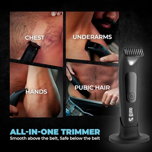 Image of BEARDO Ball Safe Trimmer For Men|Fast Charging Trimmer For Intimate Parts, Beard, Body|Body Grooming Kit - No Nicks Or Cuts, Powerful Motor, Type C, Fast Charging, 110-Min Runtime,Black