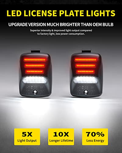 Image of Pure White LED License Plate Lights with Red OLED Neon Tube Tag Lamp Assembly Replacement Compatible with Toyota 2005-2015 Tacoma & 2000-2013 Tundra Pickup Truck, Pack of 2