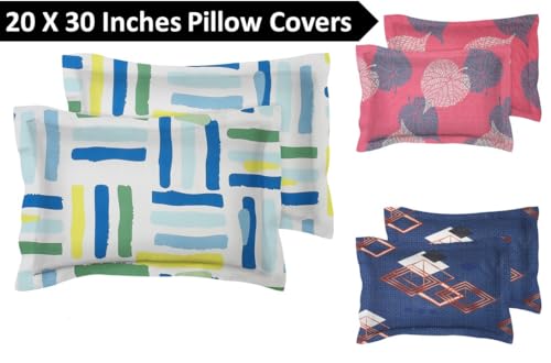 Image of BSB HOME Present Designer Printed 6 Piece 100% Pure Cotton Pillow Cover Set- 20 inch X30 inch Inches, (Multicolor7)