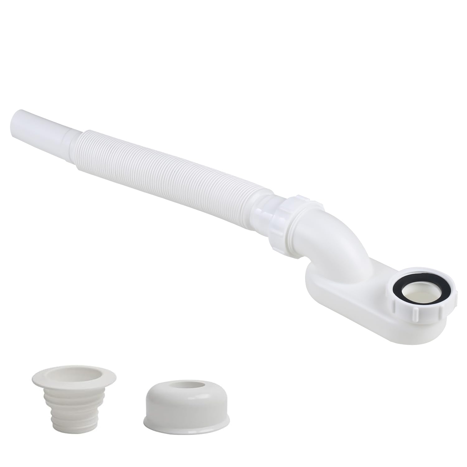 Flexible Bathtub Drain Pipe, Upgraded No-leak Low Profile 1 1/2 P Flat Drainage Pipe Kit, Flat P Trap Freestanding Tub Drain Flex-Drain for Bath