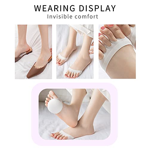 Image of Ball of Foot Cushions Honeycomb Fabric Metatarsal Pads Invisible Socks Pads for Women and Men Reusable Forefoot Pads (5 Pairs-White)