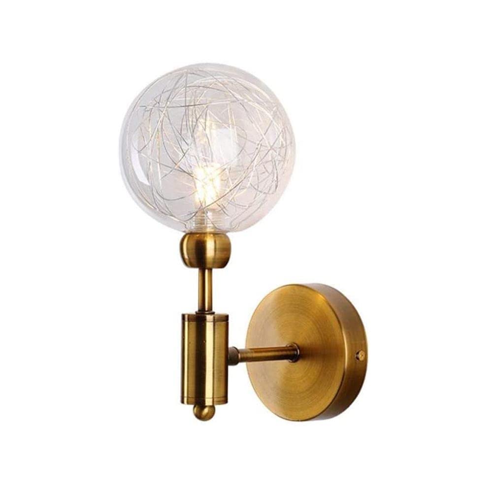 IUokLU Wall Sconce Light Fixture 2PCS Corridor Lamp Retro Wrought Wall Lamp Glass Lampshade Suitable for Restaurant Aisle Wall Lamp(Gold-1head)