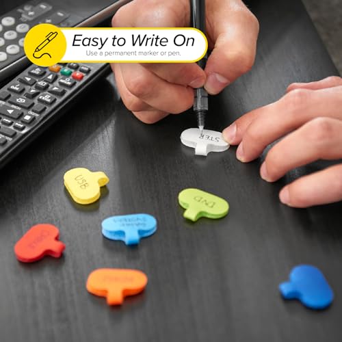 Image of Wrap-It Storage - Cable Labels - Oval, Multi-Color (36 Pack) | Write-On Wire Tags for Cord Identification with Power Strips Behind Desks and TVs