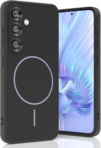 Image of DIZORO Microfiber Candy Case Compatible for Samsung S26 5g Magnetic Silicone Case, Compatible with MagSafe Shockproof, Slim, Anti-Scratch Soft Non-Slip Body Protective Back Cover (Black)