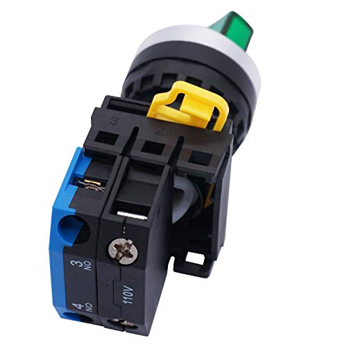 Twtade 22Mm Spst 1 No Two 2 - Positions Maintained Latching Rotary Shell (Green) Led Lamp Select Selector Switch 440V 10A (Quality Assurance For 3 Years) La38M-10Xd-21 #TOP2