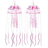 Hotop 2 Pcs Glow Jellyfish Earrings Women Halloween Dangle Drop Weird Earrings Light up Glow in the Dark Party Decoration (Pink)