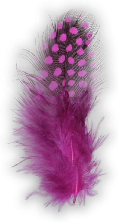 E+N Deko Vertriebs GmbH Easter Carnival Nest with Feathers Pink Fuchsia Black with Dots Pack of 100 Height x Width Approx. 12 x 2.5 cm Natural Material Dyed