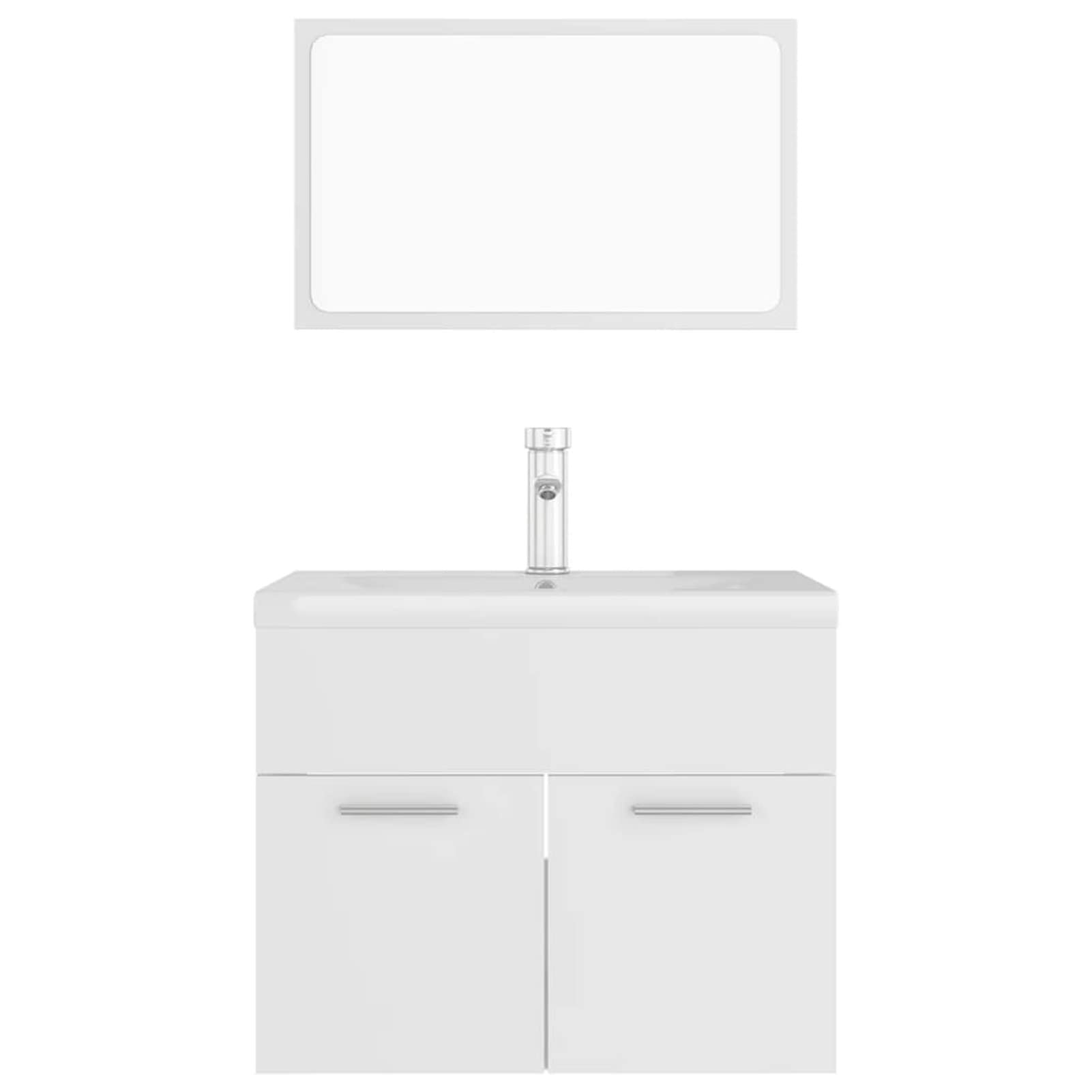 Homgoday Set Mobili da Bagno Bianco in Truciolato, Credenza Armadio Armadietto da Pavimento per Bagno Mobiletto Portaoggetti Ripiani Armadio di Stoccaggio per Camera Ufficio e