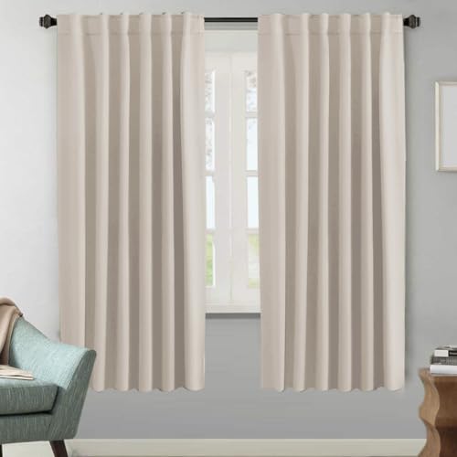 Image of H.VERSAILTEX Blackout Curtains Thermal Insulated Window Treatment Panels Room Darkening Blackout Drapes for Living Room Back Tab /Rod Pocket Bedroom Draperies (2 Panels, Natural, 52 x 72 Inch)