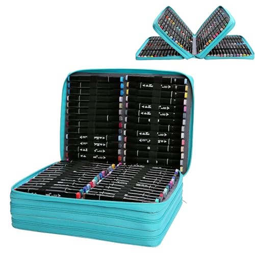 Image of Rose Red Marker Case, 168 Slots Alcohol Marker Case Markers Carrying Bag Holder for Art Sketch Marker, Permanent Paint Marker, Dry Erase Marker, Repair Pen, Color Highlighte Art Supplies