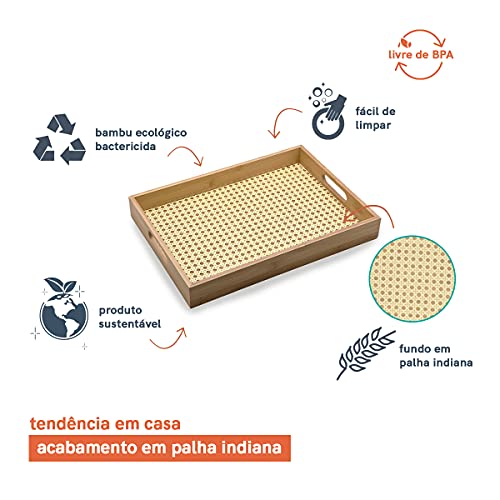 Bandeja de Bambu Retangular Palhinha 48cm - Oikos