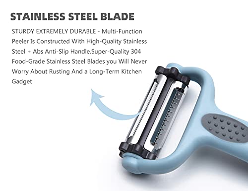 Symgila Kitchen Peeler Slice Julienne Peelers For Vegetables Fruit Carrot Potato Stainless Steel Sharp Blades Multifunctional Kitchen Tools Green (Blue) #TOP3