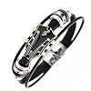 Retro Guitar Leather Bracelet for Man Women Unique Bead Braided Handmade Ethnic Tribal Cuff Multi-Layer Cords Wrap Music Shape Punk Rock Jewelry Gifts Wristband