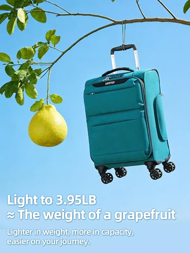 Image of LIGHTGO 20 Inch Carry On Luggage, Ultra Light Softside Suitcase with Spinner Wheels, 20x14x8 Inches Including Wheels for Airline Approved, TSA Lock, Water Resistant Luggage for Women Men, Turquoise