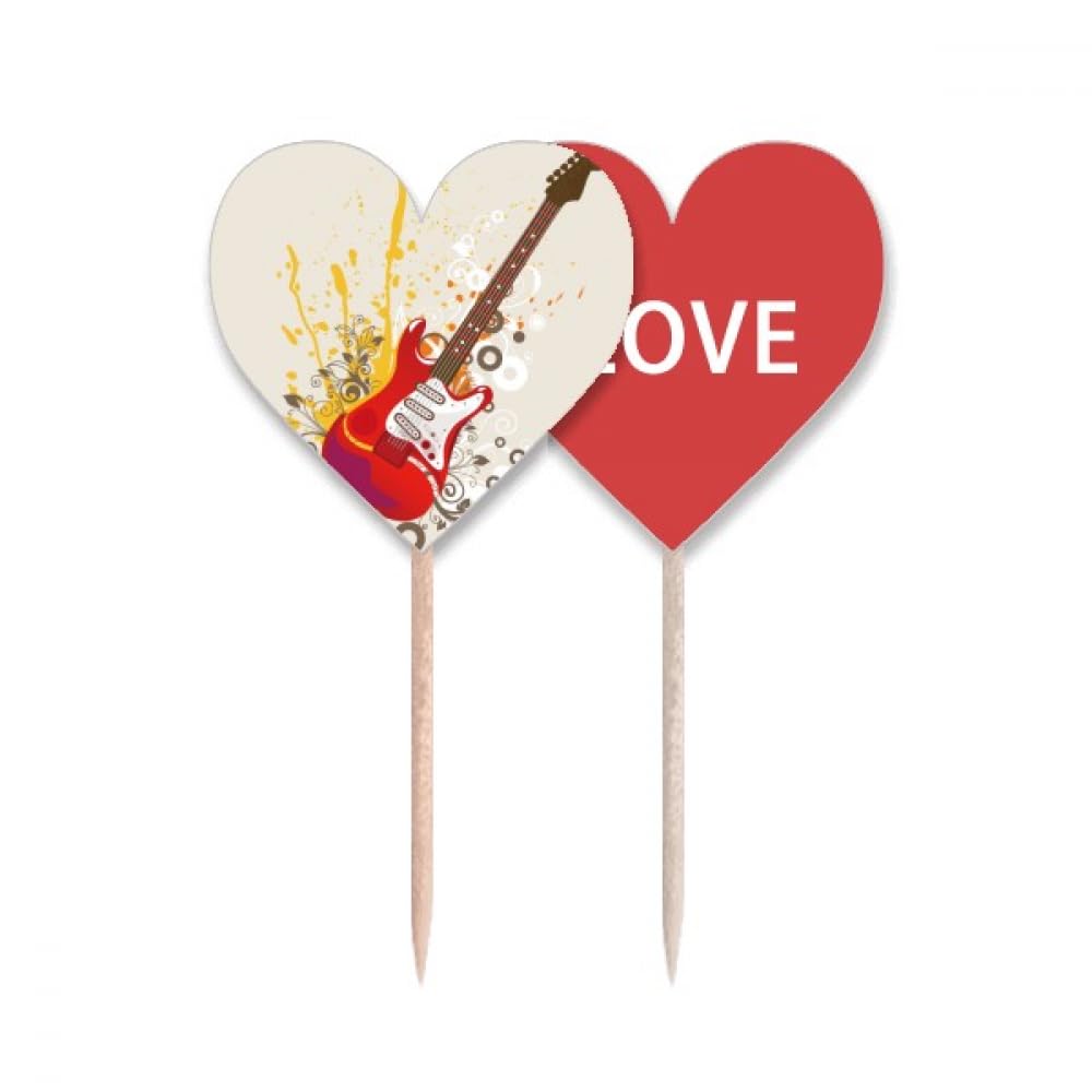 Cure-dents guitare jazz love heart pour décorer vos gâteaux de Saint-Valentin