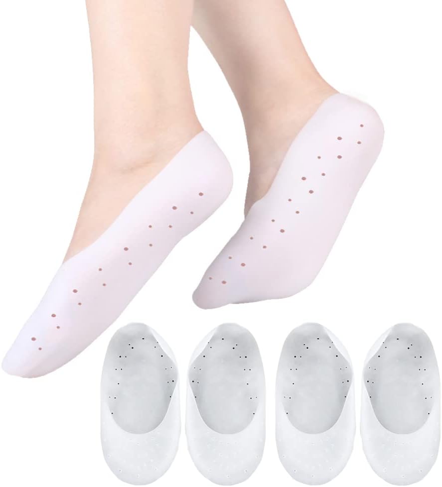 2 Pairs Soft Silicone Gel Keep Moisture Smooth Moisturizing Socks Adjustable for Foot Care SPA Repair Dry Crack Heel Remove Calluses