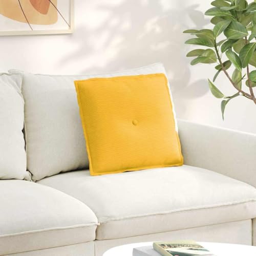 Coussin de dossier rectangulaire velours côtelé jaune 50x45cm - 2