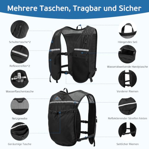 TSINGSA Laufweste Damen und Herren Verbesserte Version, Leicht Running Vest – Ansicht 4