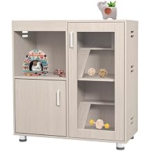 Small Animal Cage Hamster Cage with Storage Cabinet and Ramp, Openable Top, Easy View Acrylic Windows, Wood Ferret Cages for Chinchillas/Guinea Pigs/Rabbit