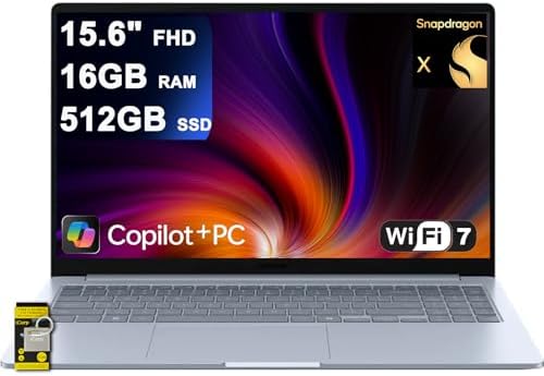 SAMSUNG Galaxy Book4 Edge Laptop 15.6″ FHD Anti-Glare Qualcomm 8-core Snapdragon X (Up to 45 Tops) 16GB RAM 512GB SSD for Creator Designer Business Professional Win11 ICP Hub w/Copilot+ AI