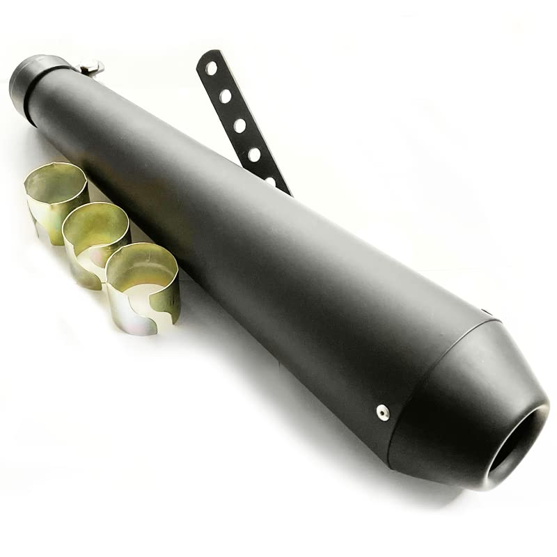 Universal Black Megaphone Silencer Suitable for Cafe Raceer, Custom, Classic Motorcycles 36mm - 44mm
