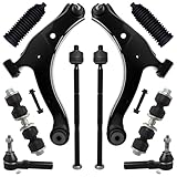AUQDD 10Pcs Front End Kit Fit For 2001-2010 Chr-ysler PT Cruiser, 00-05 Do-dge Neon, 2 Lower Control Arm w/Ball Joint 2 Sway Bar Link 4 Outer Inner Tie Rod End (# K620009 K620010 K7348 EV404 ES3173)