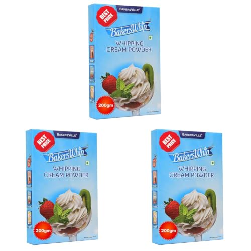 Image of BakersWhip Whipping Cream Powder (Vanilla), 200g | Gluten Free Whipping Cream Powder, 200g (Pack of 3)