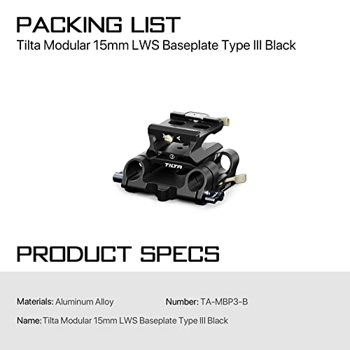 Tilta Modular 15mm LWS Baseplate Type III for a7R V, with ARCA Receiver, 1/4″-20, 3/8″-16 Threads TA-MBP3-B - Image 3