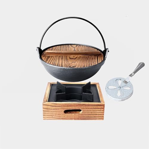 Cast Iron Sukiyaki Pot – Mini Fondue & Shabu Hot Pot for BBQ, Outdoor Cooking, Kitchen Use – Durable Single Serving Nabe Stove, Ideal for Cheese & Soup Lovers