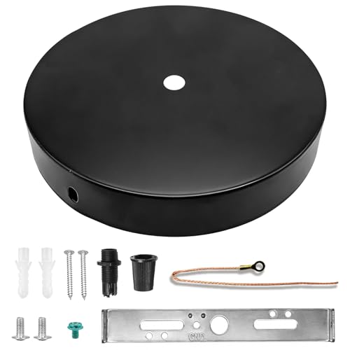 GXF 1/8 Ceiling Lighting Modern Canopy Kit, Black Ceiling Light Cover Plate DIY Pendant Light Fixtures Chandelier Kit with Mounting Hardware Includes Loop, Cross Bar and Mounting Screws
