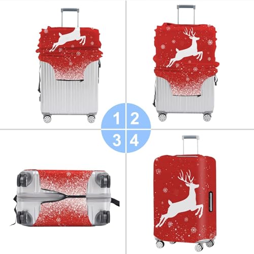 Image of Luggage Cover Suitcase Protector - Christmas & Cute Animal Travel Sleeve, Stretchable Waterproof Baggage Cover,M