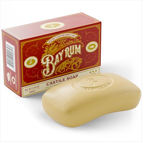 Body Wash Castile Soap Bar for Sensitive Skin Long Lasting Natural Bar Soap for Men and Women with Olive Oil and Cocoa Butter - Vegan Bay Rum Scented by Carolina Castile 5 oz Each