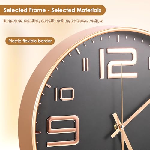 DEECOZY Wanduhr,Wanduhr Funk, 30 cm Wanduhrs Groß Mit Sekundenzeiger, Glasabdeckung, Wohnzimmeruhr,Wandfunkuhr Für Küche/Wohnzimmer/Büro,Uhr Wand,Küchenuhren,30 * 30 * 4.3cm