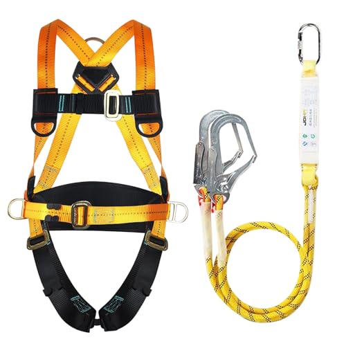 WingFly Arnés de Seguridad Anticaidas, 5 Puntos Kits de Arnés de Seguridad Arnés Escalada, Max 150kg, Ergonómico Ajustable Cuerpo Completo Protección Contra Caídas Arnés