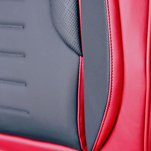 Aslong 5Pcs Angel Wings Front And Back Car Seat Covers Auto Interior Accessories With Water Proof Nappa Leather For Cars Suv Pick-Up Truck Universal Comfortable And Breathable (Full Set, Martha Red) #TOP7