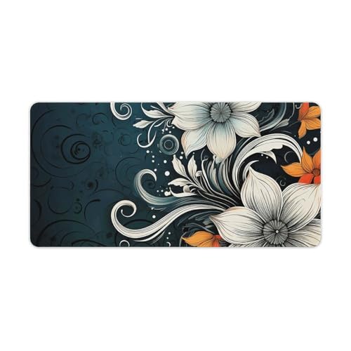 Tapis de souris grand format avec base antidérapante et surface imperméable bohème