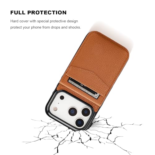 KIHUWEY Compatible with iPhone 17 Pro Case Wallet with Credit Card Holder, Flip Premium Leather Magnetic Clasp Kickstand Heavy Duty Protective Cover for iPhone 17 Pro 6.3 Inch (Lichee Light Brown) by KIHUWEY - Used condition - Image 6