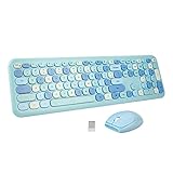 Wireless Keyboard Mouse Combo, Deodeo Compact Full Size Wireless Colorful Keyboard and Mouse Set,...