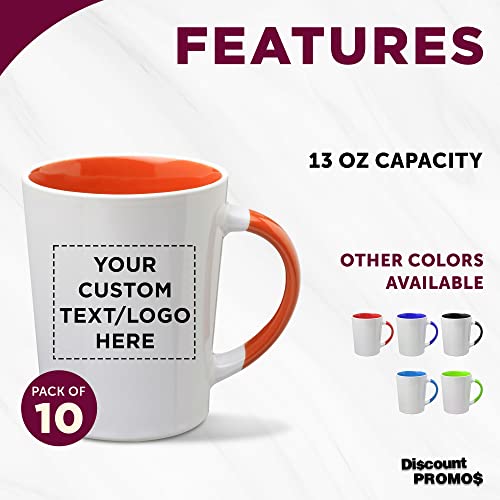 Juego de 10 tazas de cerámica personalizadas 13 oz naranja miniatura 2
