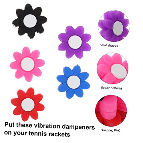 Toddmomy Amortecedor de vibração de raquete de tênis, 5 peças, amortecedor, flor, amortecedor, raque