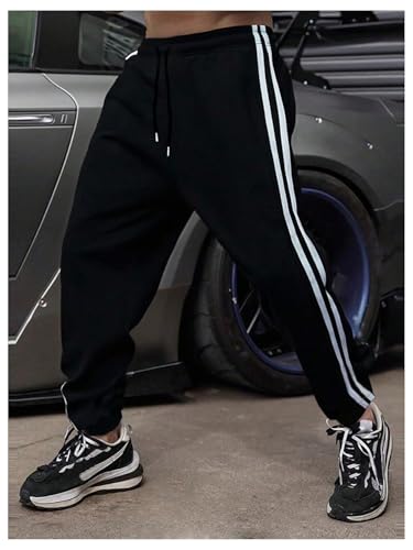 Men's Side Striped Jogger Pants Drawstring Waist Athletic Sports Running Workout Sweatpants2